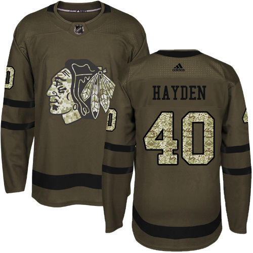 Adidas Blackhawks #40 John Hayden Green Salute to Service Stitched NHL Jersey